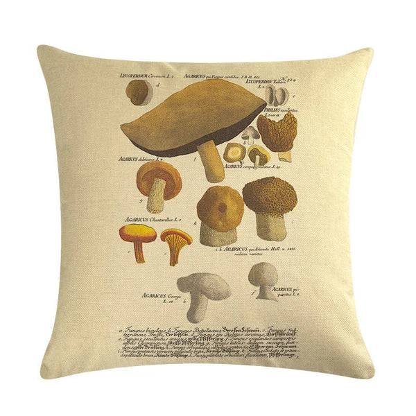 Retro mushroom cushion cover sofa bed throw pillow case botanical almofada