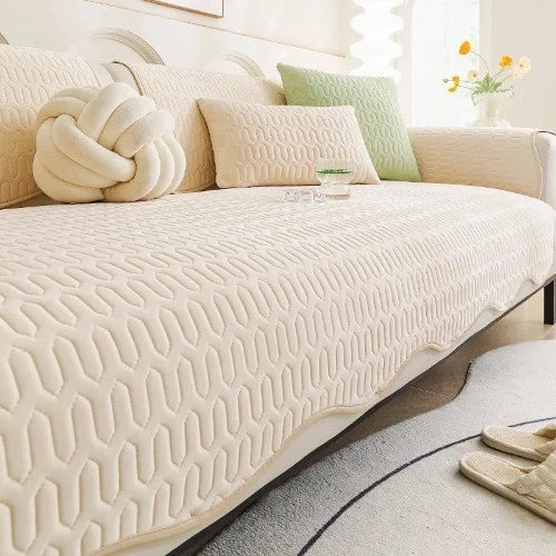 Solid Color Ice Silk Sofa Cushion Covers Universal Seat Pad Non-slip L Shaped