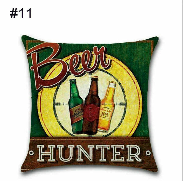 Cover Cushion Pillow Throw Case Vintage Bottle Beer Sofa Wine