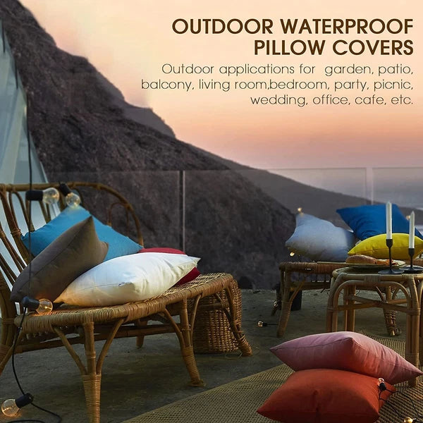 Outdoor Waterproof Cushion Cover Square Pillow Cases for Patio Tent Couch Sofa