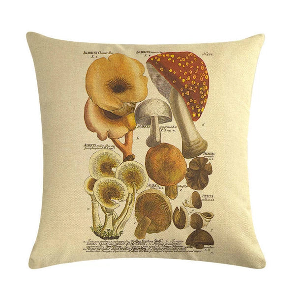 Retro mushroom cushion cover sofa bed throw pillow case botanical almofada