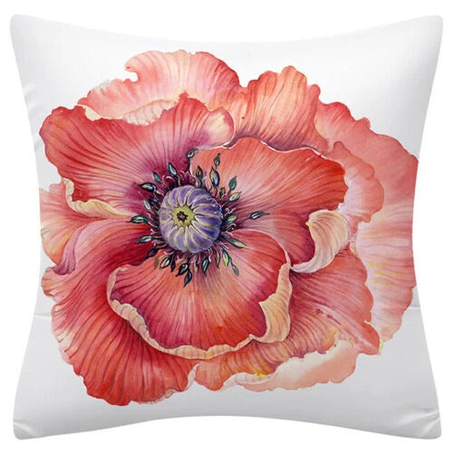 PILLOW COVER Floral Flower Decorative Double Sided Soft Sofa Cushion Case 18x18"