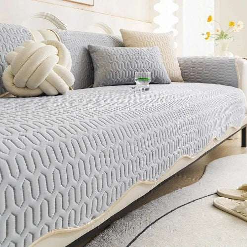 Solid Color Ice Silk Sofa Cushion Covers Universal Seat Pad Non-slip L Shaped