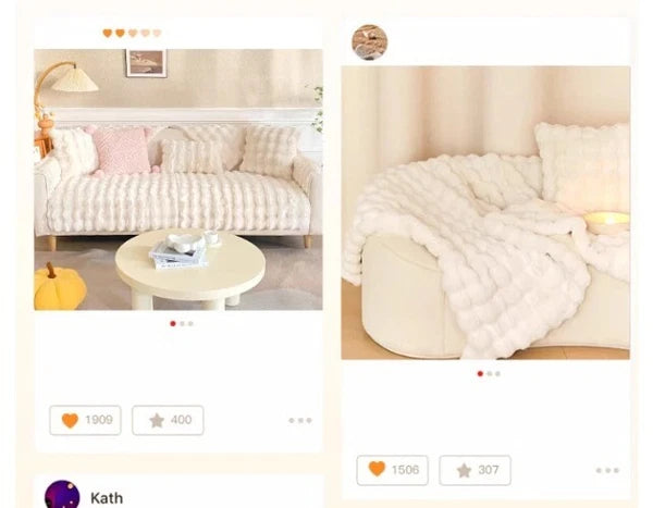 Rabbit Velvet Sofa Cover Three-Dimensional Warm Living Room Sofa Back Cushion