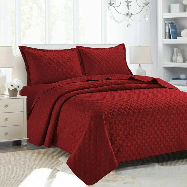 Luxury Embossed Quilted Bedspread Sofa Throw & Pillowcase Double King Bed Set*