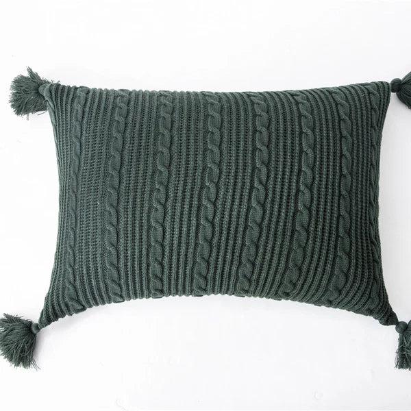 Tassel Cushion Cover Knitted Thread Sofa Throw Waist Pillowcase Home Bed Decor