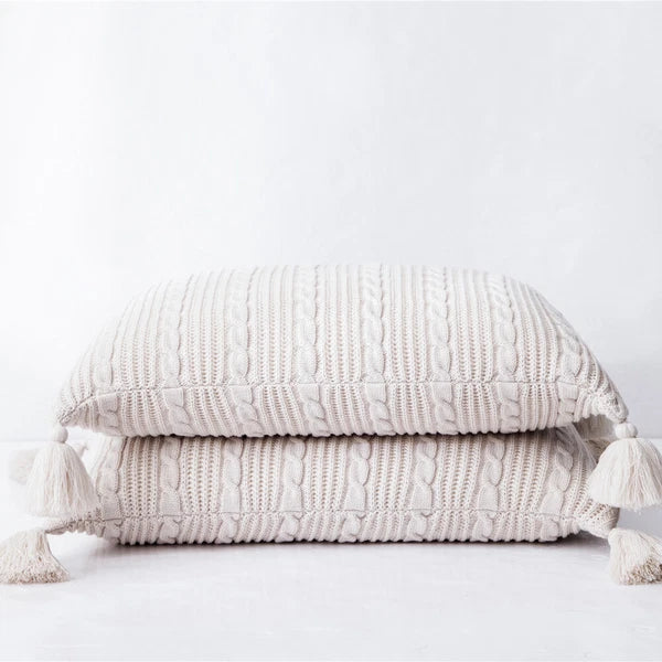 Knitted Cushion Cover Pillow Covers Tassel Pom Pom Sofa Bed Pillowcase Home Deco