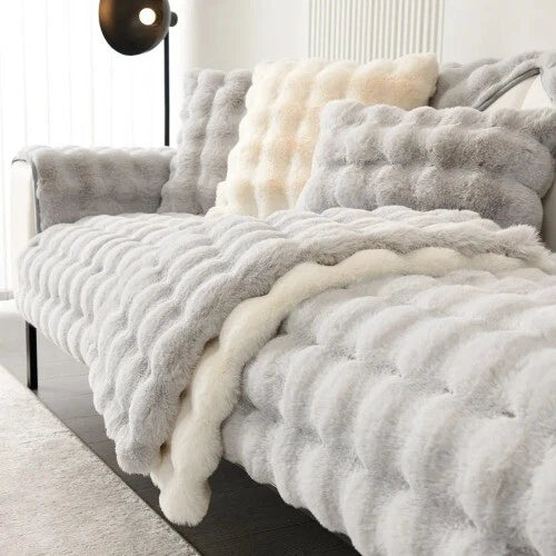 Rabbit Velvet Sofa Cover Three-Dimensional Warm Living Room Sofa Back Cushion