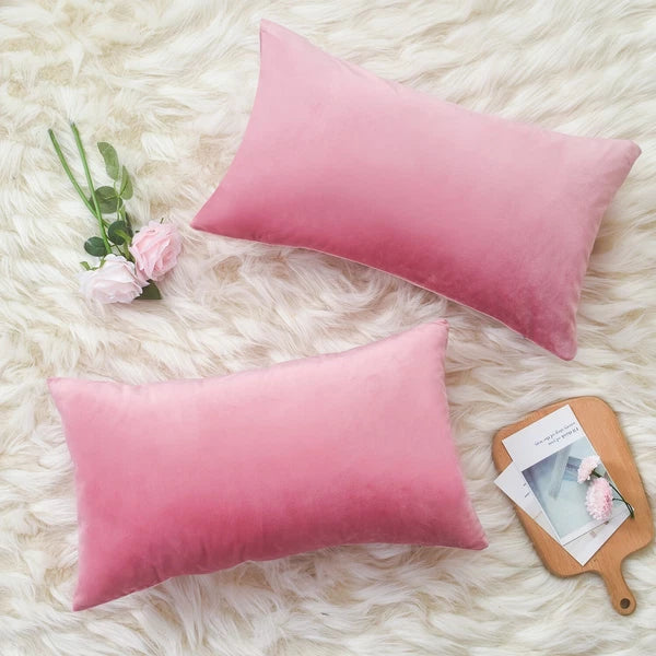 Plain Velvet Cushions Covers 30x51 cm Luxury Soft Velvet Sofa Bed Pillow Cases