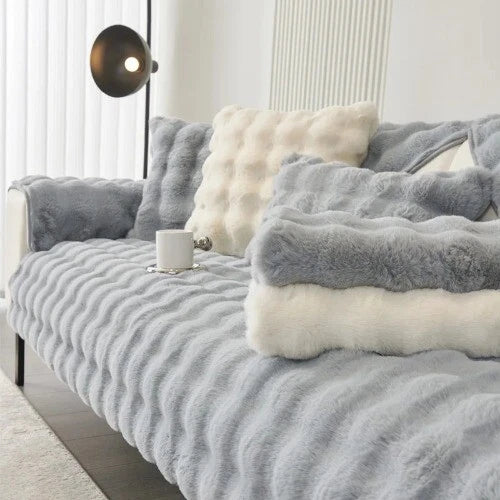 Rabbit Velvet Sofa Cover Three-Dimensional Warm Living Room Sofa Back Cushion