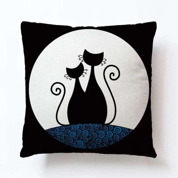 Cat Cushion Covers Linen Pillowcase Sofa Decoration 18x18 inch