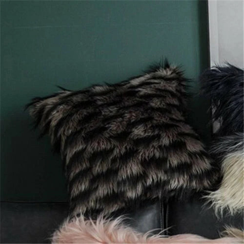 Faux Wool Shaggy  Throw Pillow Case Waist Cushion Cover Bed Sofa Home Decor