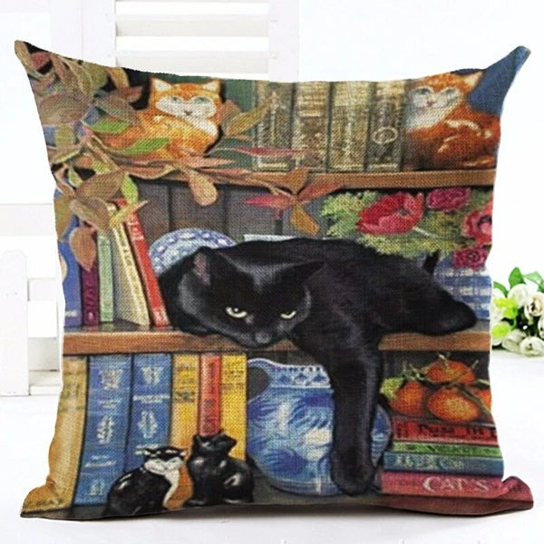 New Cute Cat Party Printed Pillow case Bed Sofa Cushion Cover Home Decorative