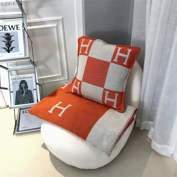 Cashmere Throw Pillow Wool Plaid Soft Warm Shawl Sofa Bedding Cushion Gift New