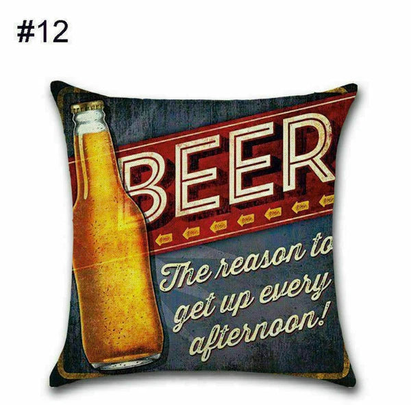 Cover Cushion Pillow Throw Case Vintage Bottle Beer Sofa Wine