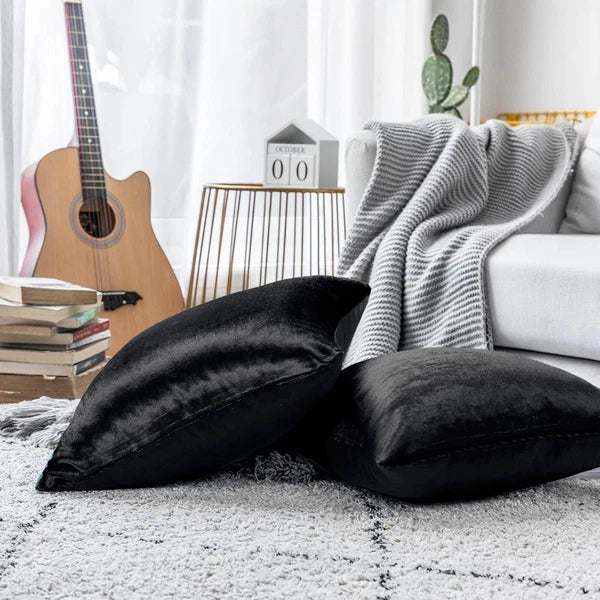 Pack of 4 Plush Velvet Cushion Covers Extra Soft Sofa Throw Pillow Cases 17"x17"
