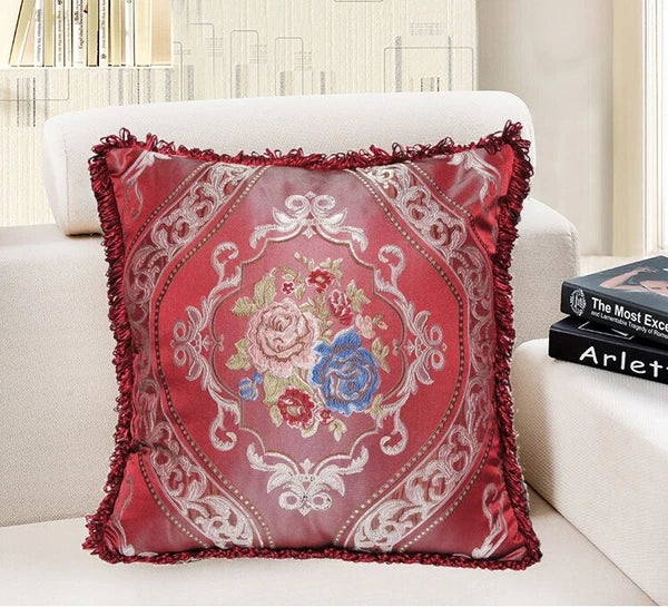 22x22" Classic Vintage Cushion COVER Jacquard Floral Sofa Home Decor Pillow Case