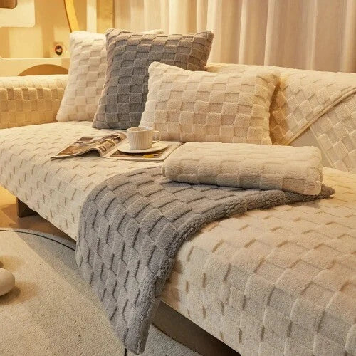 Plush Sofa Cushion Winter Nordic Non-Slip BackrestCover Towel Leather Sofa Cover