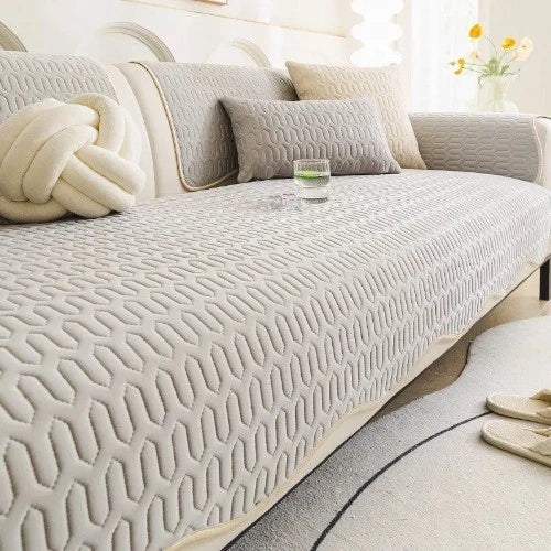 Solid Color Ice Silk Sofa Cushion Covers Universal Seat Pad Non-slip L Shaped