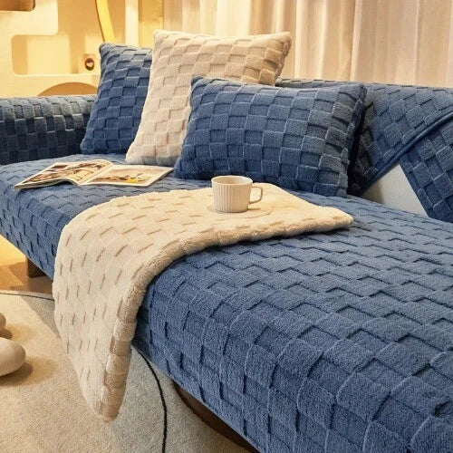 Plush Sofa Cushion Winter Nordic Non-Slip BackrestCover Towel Leather Sofa Cover