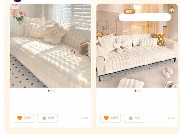 Rabbit Velvet Sofa Cover Three-Dimensional Warm Living Room Sofa Back Cushion