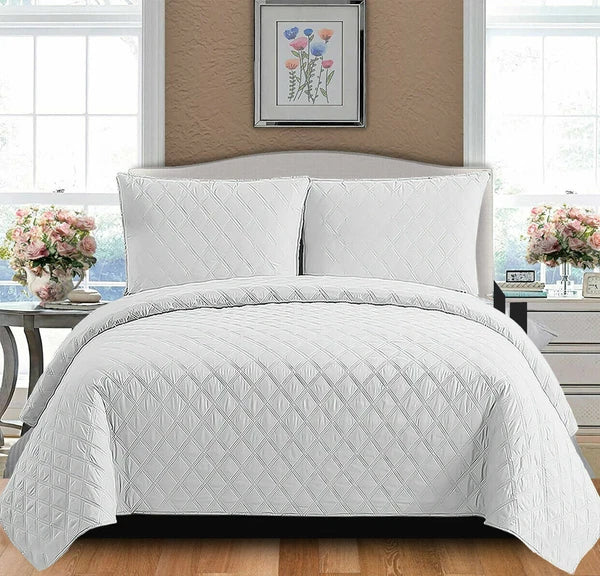 Luxury Embossed Quilted Bedspread Sofa Throw & Pillowcase Double King Bed Set*