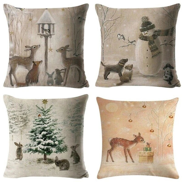 Christmas Dog Pillow Sofa Cases Bed Rabbit Home Deer Decor Cushion Gifts Cover
