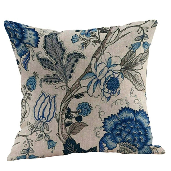Flower Cushion Cover Cotton Linen Vintage Printing Throw Pillow Case Sofa Bed