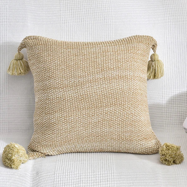 Square Knitted Pillow Case Throw Waist Sofa Bed Cushion Cover Buttons Home Decor