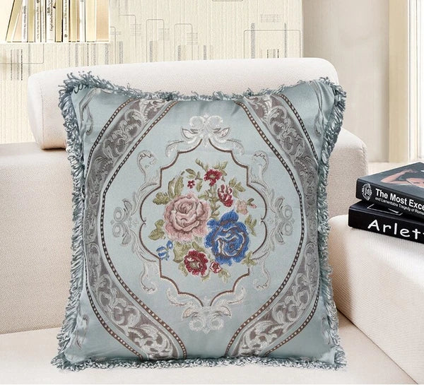 22x22" Classic Vintage Cushion COVER Jacquard Floral Sofa Home Decor Pillow Case