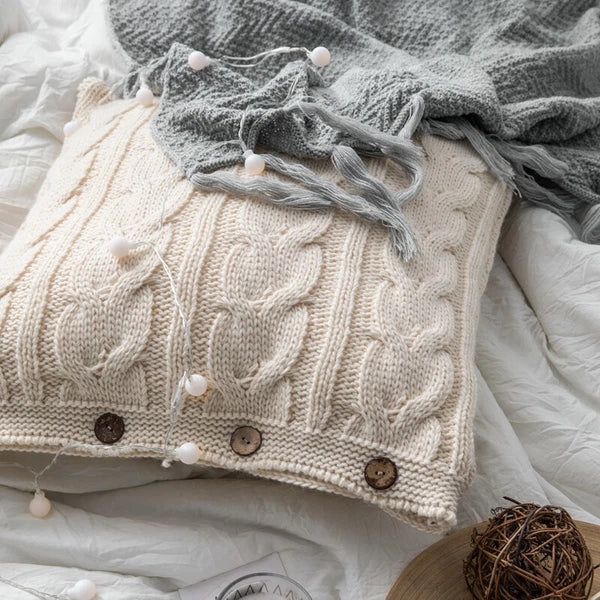 Knitted Cushion Cover Pillowcase Sofa Bed Throw Waist Pillows Case Home Decor