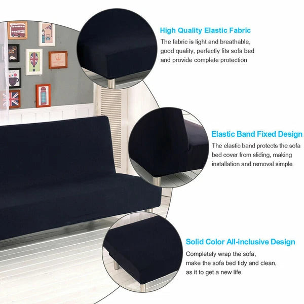 Stretch Sofa Slipcover Armless Chair Cover Sofa Bed Cover +Pillowcase Home Decor