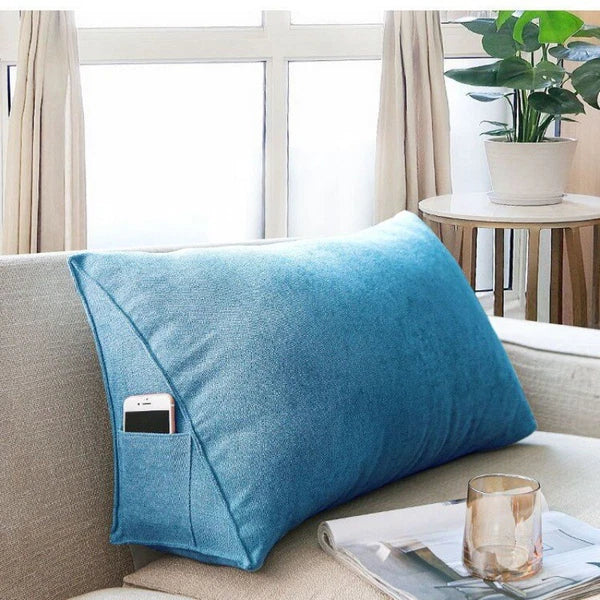 Sofa Triangle Back Cushion Cover Soft Fleece Bed Headboard Backrest Pillow Case