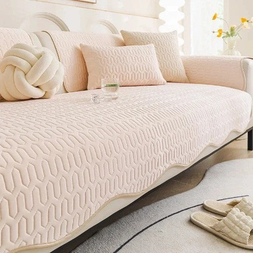 Solid Color Ice Silk Sofa Cushion Covers Universal Seat Pad Non-slip L Shaped
