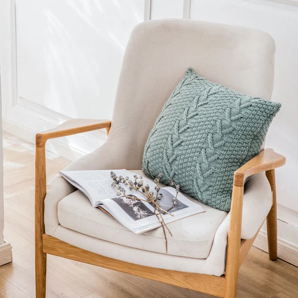 Square Knitted Pillow Case Throw Waist Sofa Bed Cushion Cover Buttons Home Decor