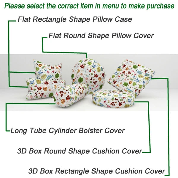 LL002 Kid Cartoon  Cotton Canvas Cushion Cover Bolster Pillow Case*TAILOR MADE*