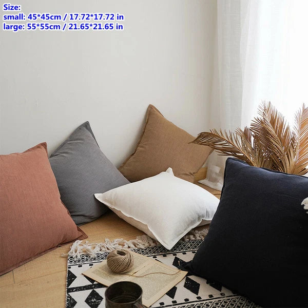Cotton Linen Blend Cushion Cover Bed Sofa Back Support Case Pillwcase Modern Zip