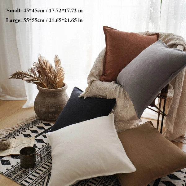 Cotton Linen Blend Cushion Cover Bed Sofa Back Support Case Pillwcase Modern Zip