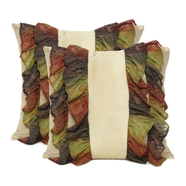 Cushion Cover Throw Pillow Cases Polydupion Beige Ruffle Lace Floral Sofa Bed