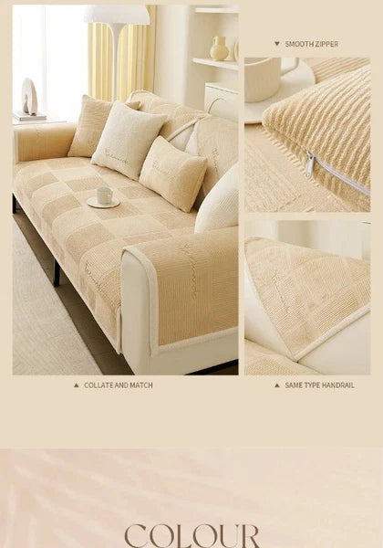 Luxury Soft SofaCover for Living Room Non-SlipSofa Cushion Mat SPlush Sofa Towel