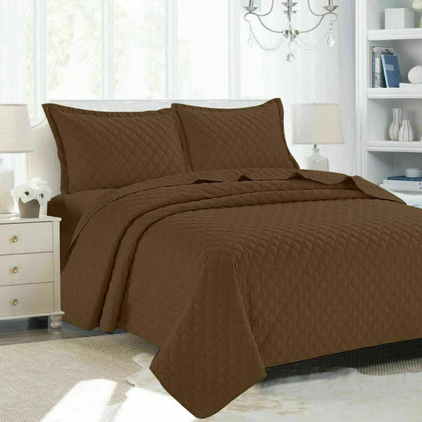 Luxury Embossed Quilted Bedspread Sofa Throw & Pillowcase Double King Bed Set*