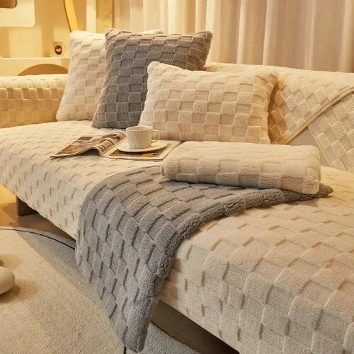 Plush Sofa Cushion Winter Nordic Non-Slip BackrestCover Towel Leather Sofa Cover