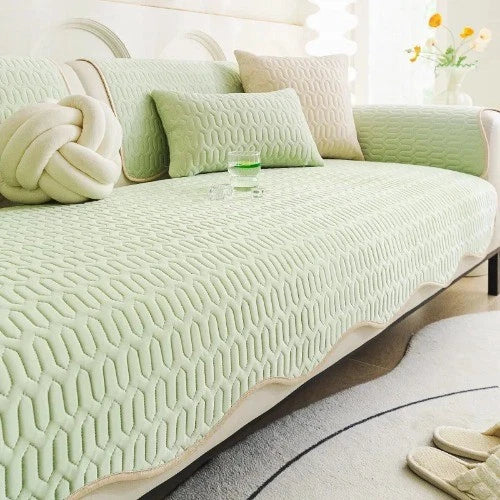 Solid Color Ice Silk Sofa Cushion Covers Universal Seat Pad Non-slip L Shaped