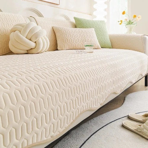 Solid Color Ice Silk Sofa Cushion Covers Universal Seat Pad Non-slip L Shaped
