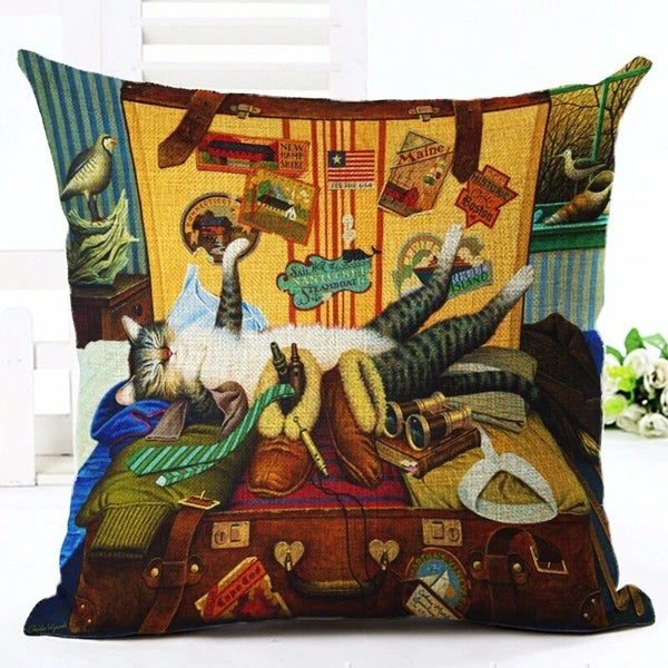 New Cute Cat Party Printed Pillow case Bed Sofa Cushion Cover Home Decorative
