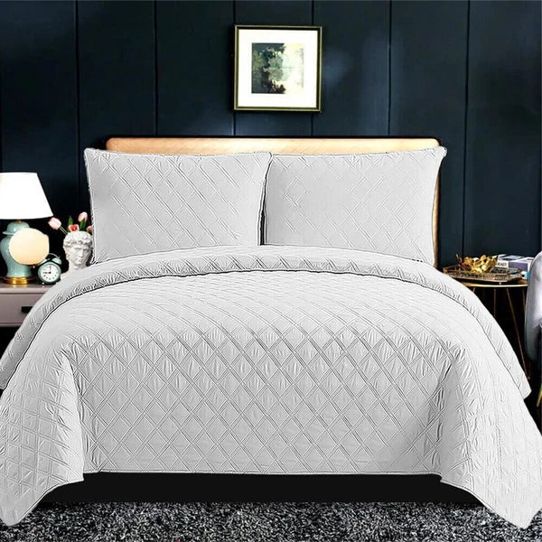 Luxury Embossed Quilted Bedspread Sofa Throw & Pillowcase Double King Bed Set*
