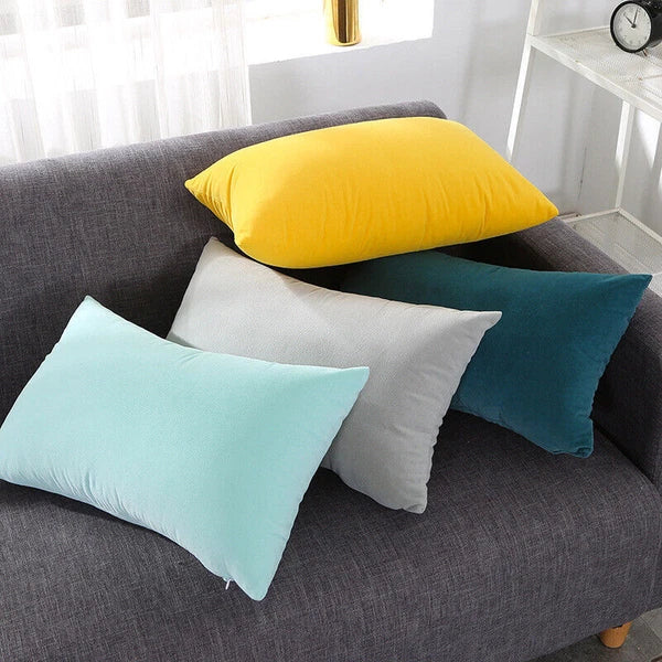 2 X Throw Pillowcase Velvet Cover Solid Square Soft for Couch Bed Sofa