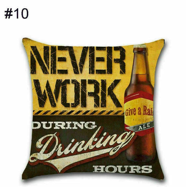 Cover Cushion Pillow Throw Case Vintage Bottle Beer Sofa Wine