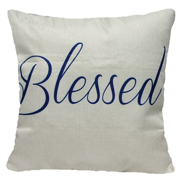 Throw PILLOW COVER Linen Navy Blue Double-Sided Decorative Cushion Case 16x16"