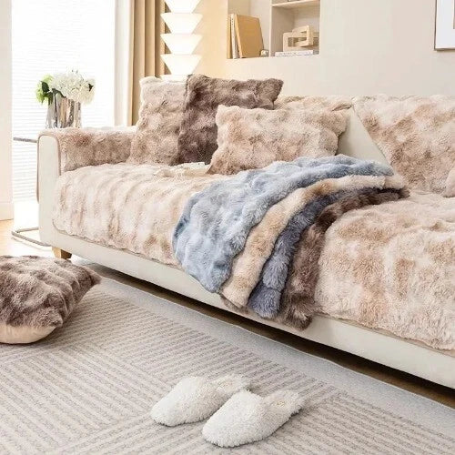 Plush Sofa Cover for Living Room SofaTowel Universal Non-slip Sofa Mat Blanket